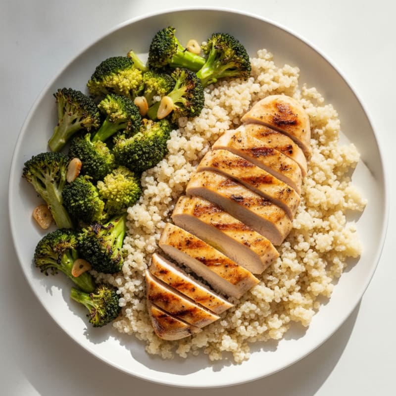 Grilled Chicken Breast with Roasted Broccoli and Quinoa