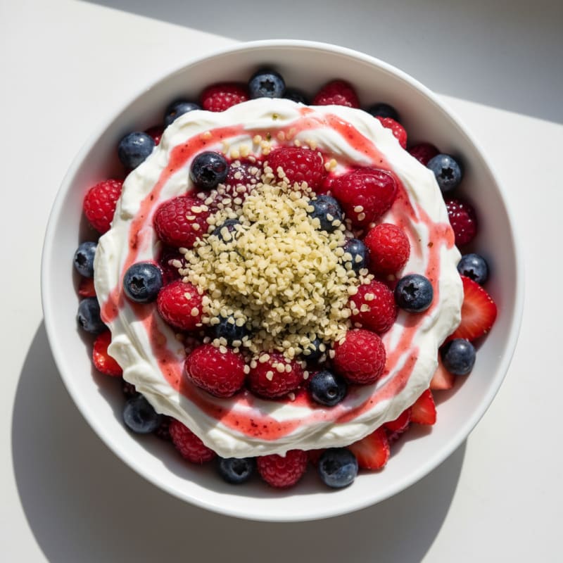 Greek Yogurt Protein Parfait with Mixed Berries and Whey Protein
