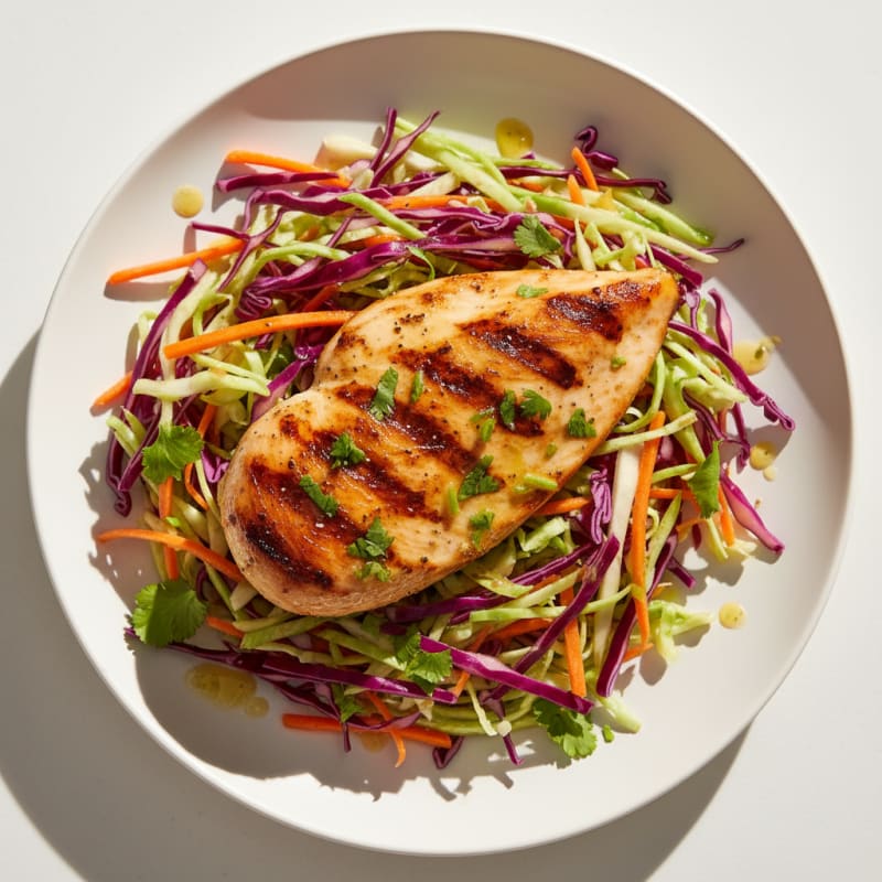 Grilled Chicken Breast with Crunchy Cabbage Slaw