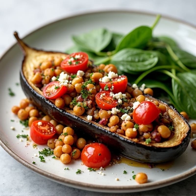 Roasted Eggplant with Hearty Lentil and Vegetable Stuffing
