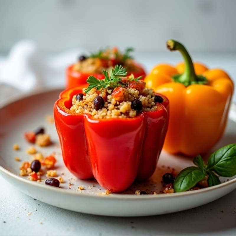 Roasted Zesty Quinoa Stuffed Bell Peppers