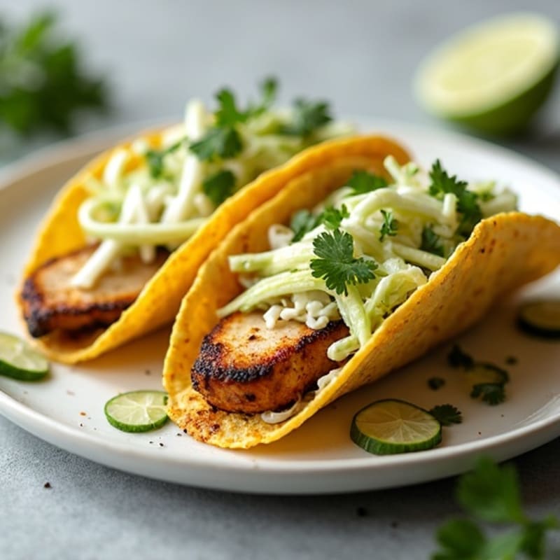 Lean Chicken Tacos with Fresh Cilantro Lime Slaw