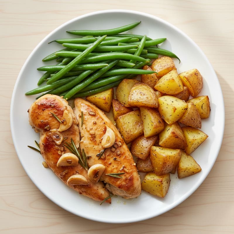Tender Garlic Chicken and Roasted Potatoes