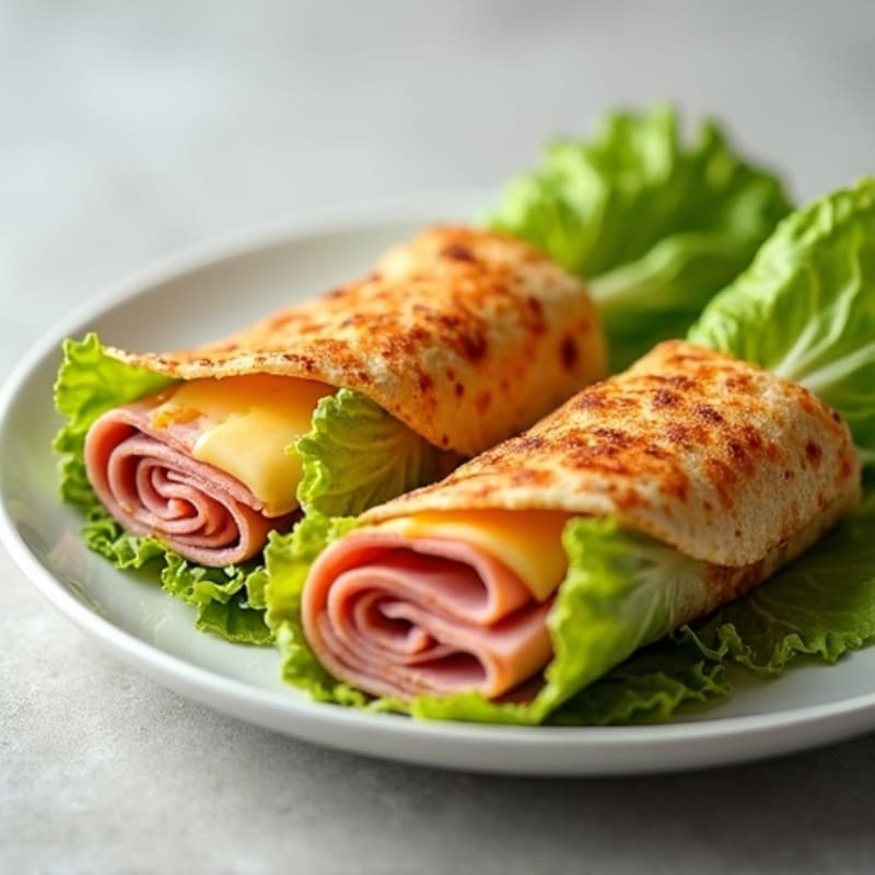 Crispy Ham and Melted Swiss Lettuce Wraps