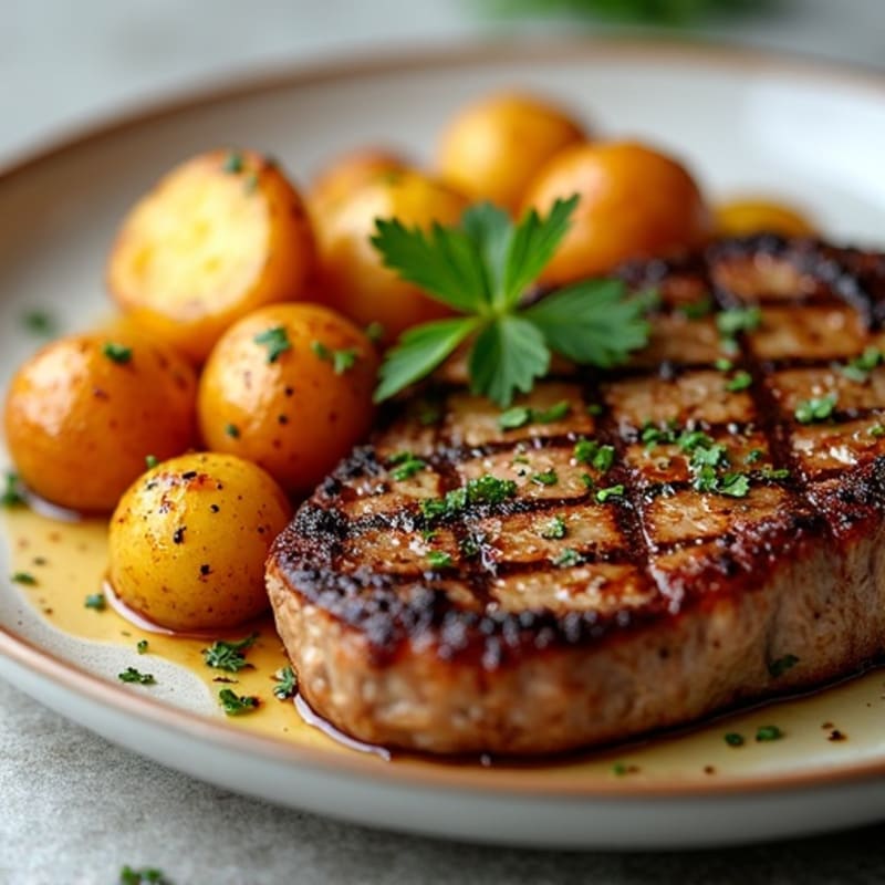 Garlic Butter Steak with Crispy Roasted Potatoes