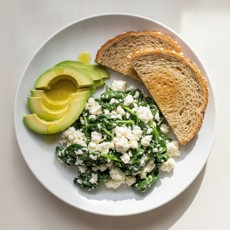 Egg White and Cottage Cheese Scramble with Spinach