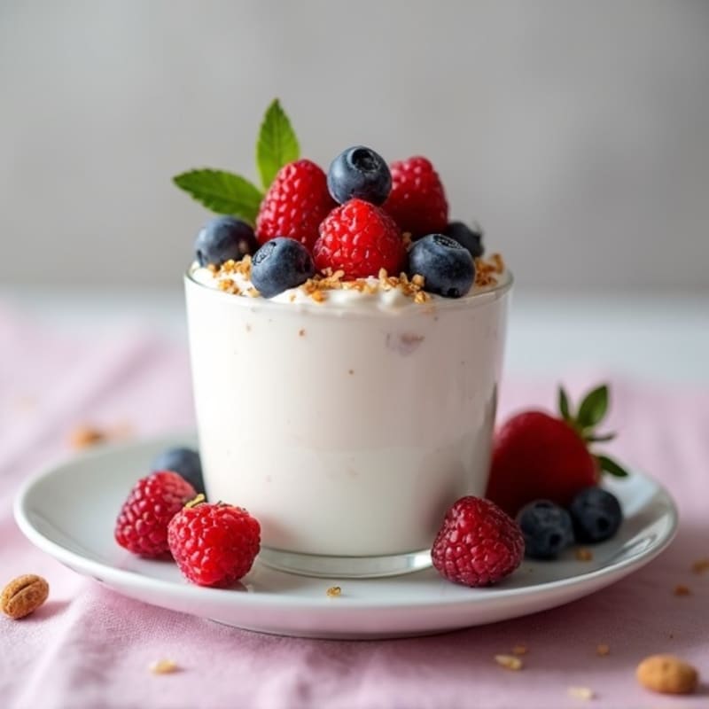 Greek Yogurt Protein Mousse with Mixed Berries