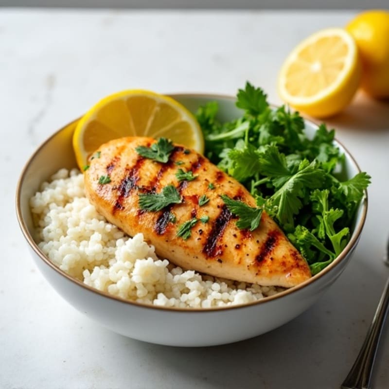 Citrus-Herb Grilled Chicken Rice Bowl with Fresh Greens