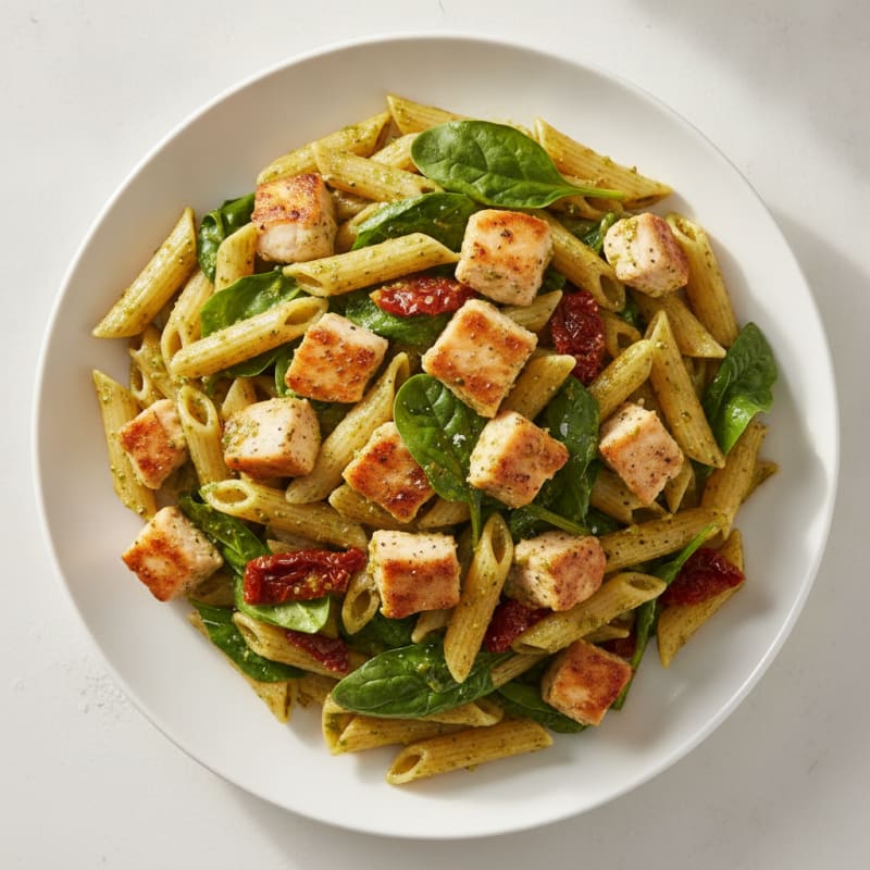 Pesto Chicken Pasta with Sun-Dried Tomatoes