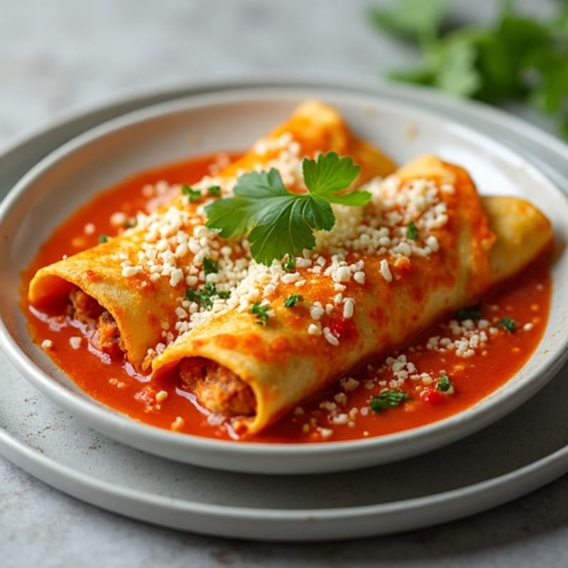 Baked Chicken Enchiladas with Zesty Tomato-Chili Sauce