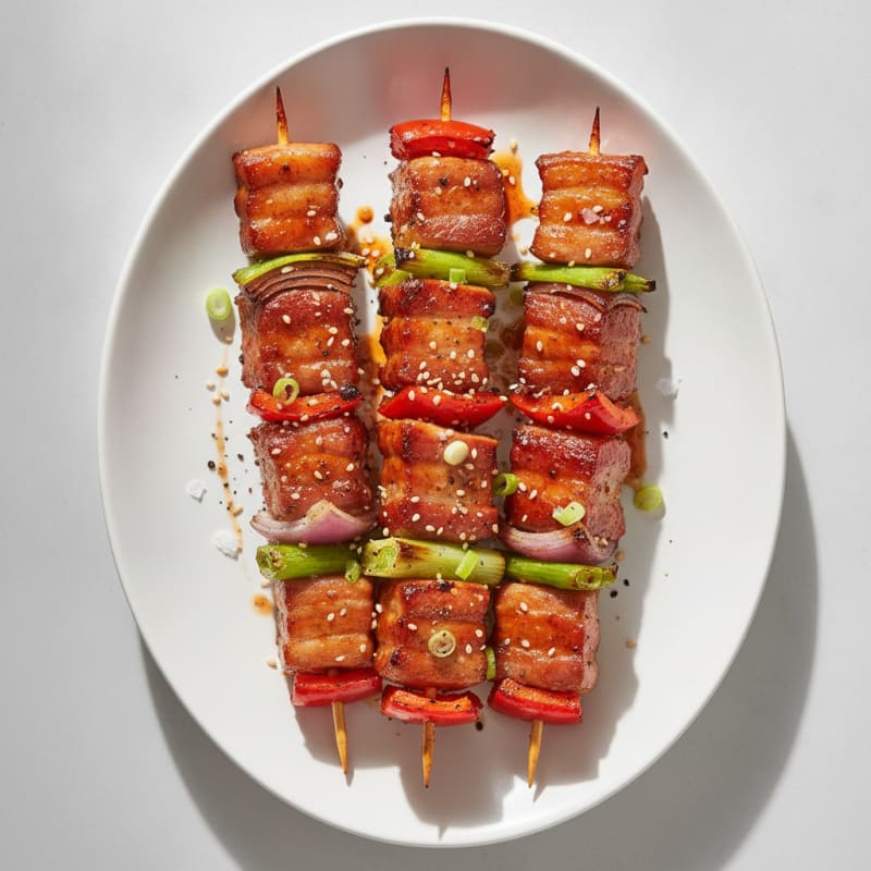 Spicy Gochujang Pork Belly Skewers