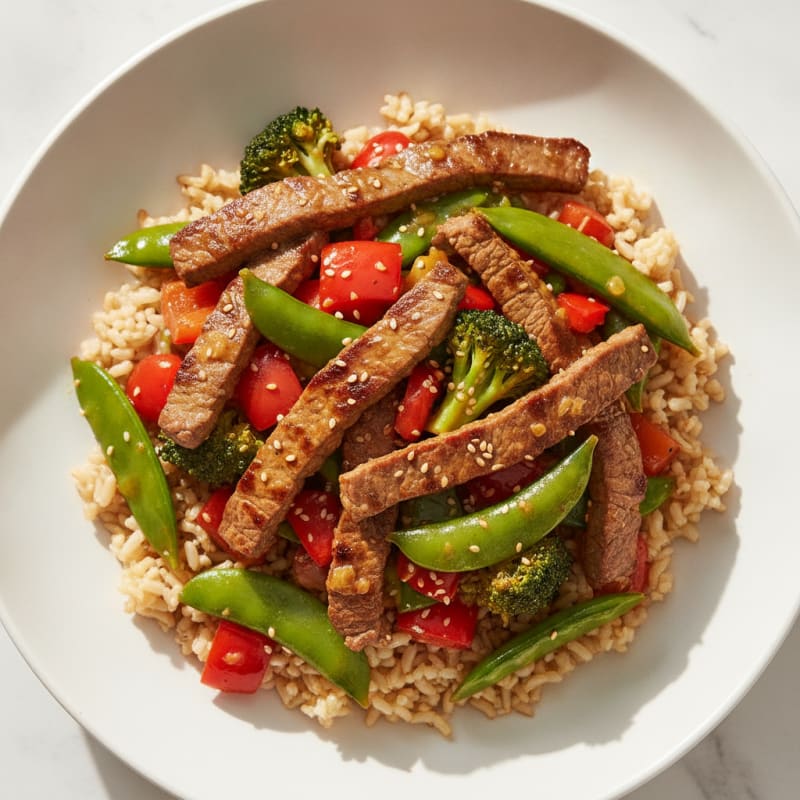 Lean Beef Stir-Fry with Bell Peppers and Brown Rice