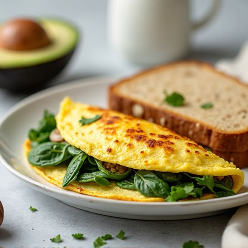 Egg White Omelet with Spinach and Turkey Breast