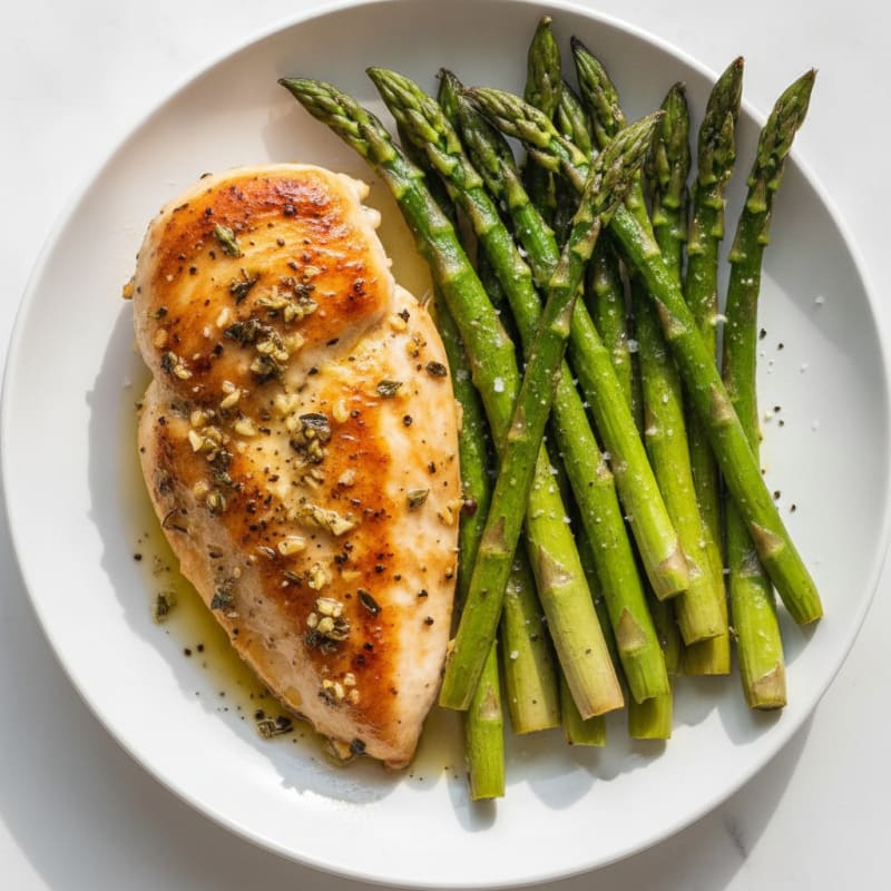 Pan-Seared Chicken with Roasted Asparagus