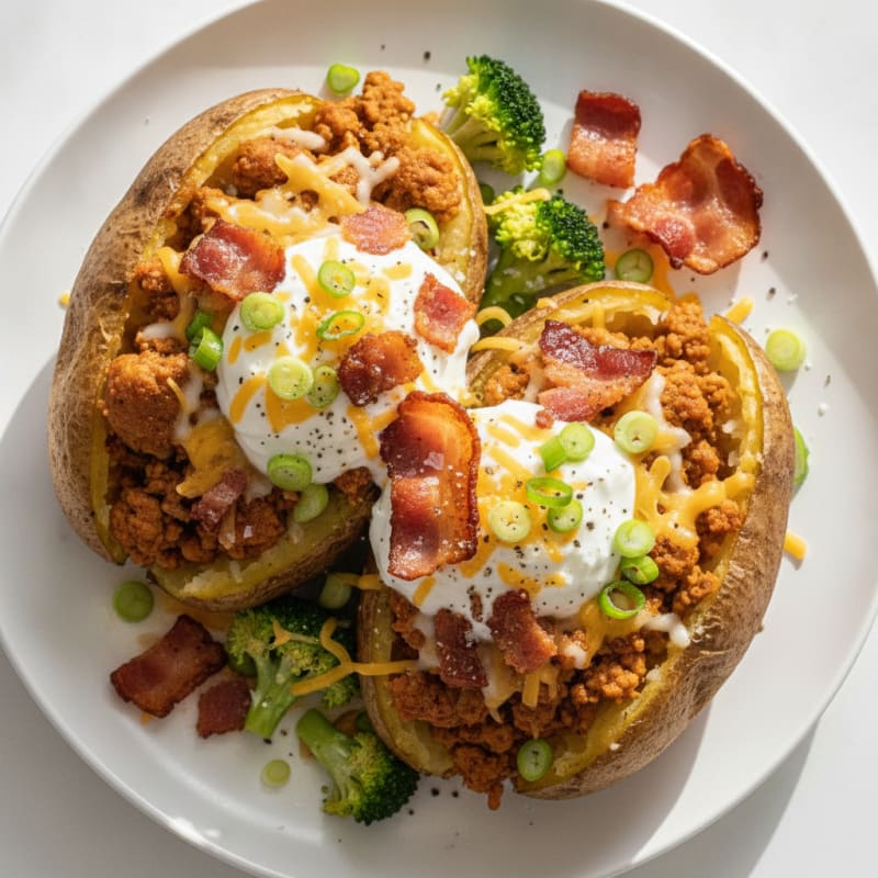 Hearty Loaded Baked Potatoes with Bacon