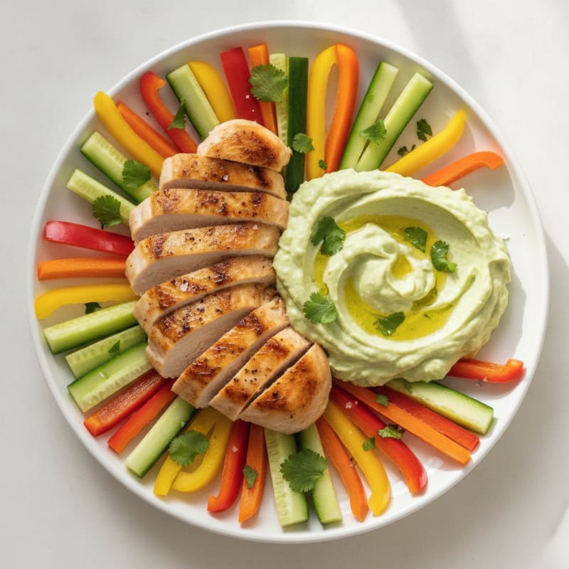 Creamy Avocado Lime Dip with Seared Chicken