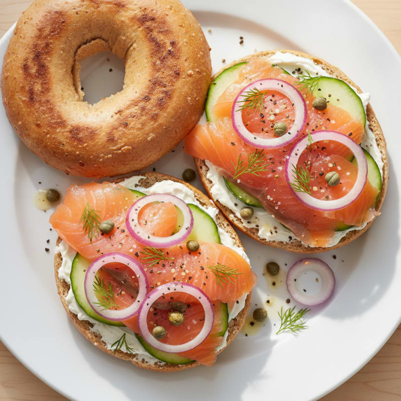 Smoked Salmon Cream Cheese Bagel