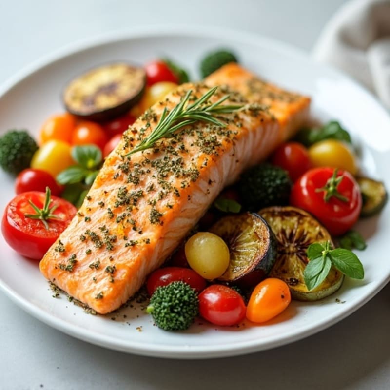 Herb-Crusted Baked Salmon with Roasted Vegetables