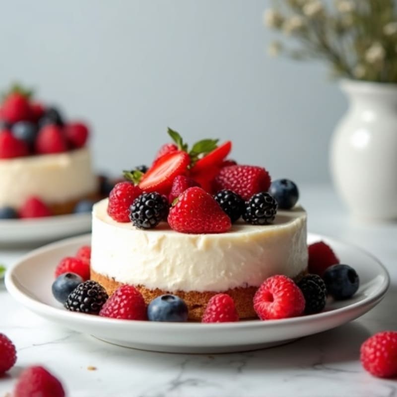 Greek Yogurt Protein Cheesecake with Fresh Berries