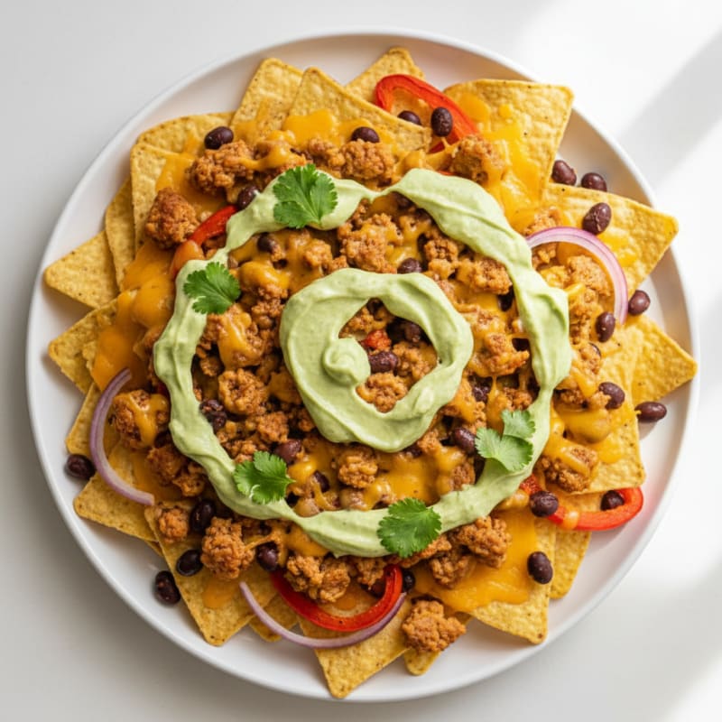 Southwest Turkey Nachos with Avocado Crema