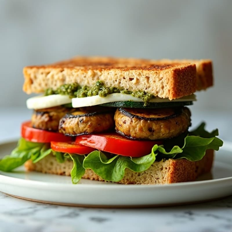 Hearty Grilled Vegetable Sandwich with Fresh Pesto
