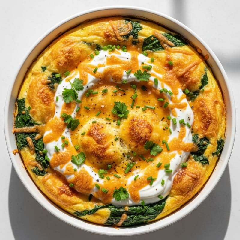 Golden Cheesy Baked Eggs with Herbs