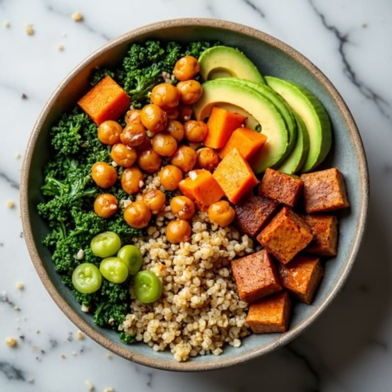 Roasted Sweet Potato Buddha Bowl with Crispy Chickpeas