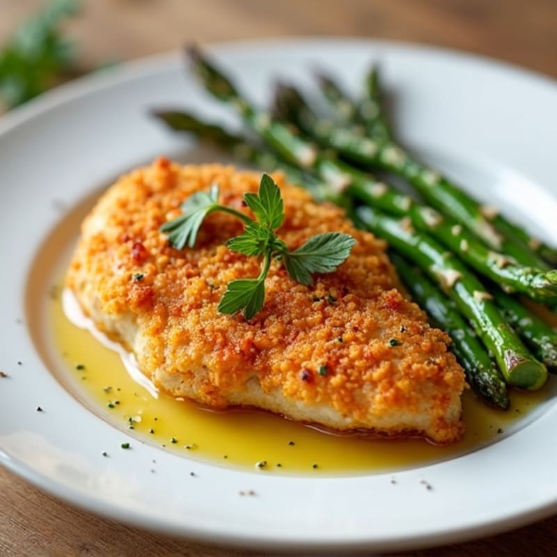Crispy Baked Buttermilk Chicken with Roasted Asparagus