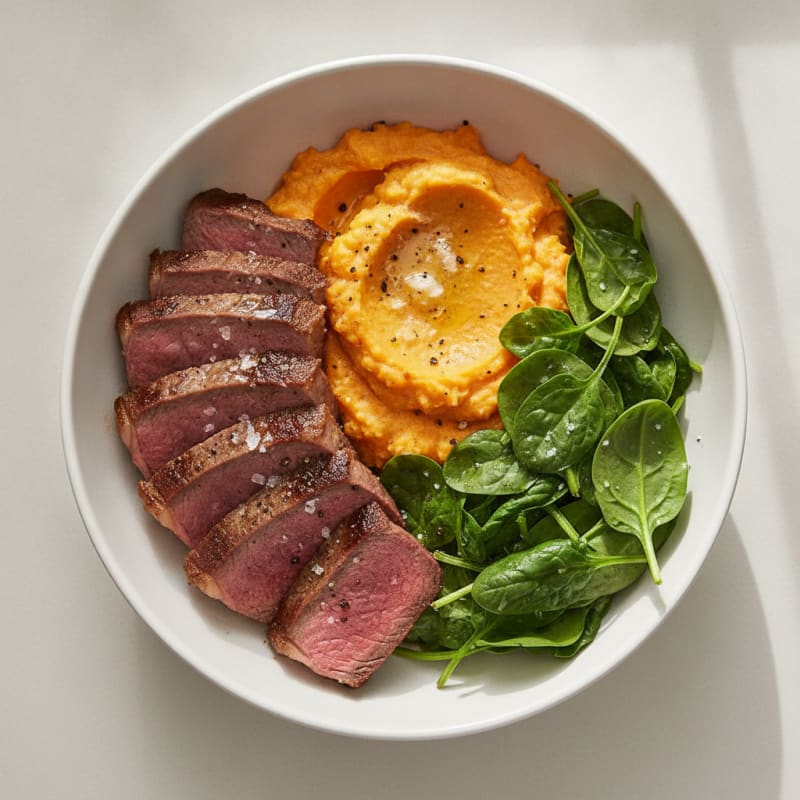 Steak and Sweet Potato Mash Bowls