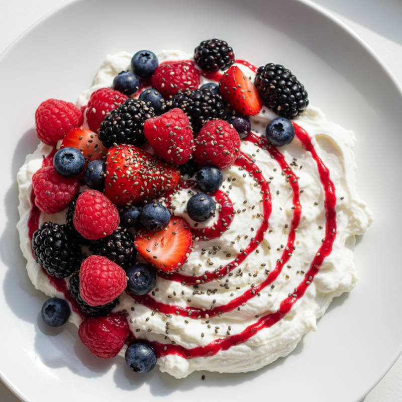 Creamy Greek Yogurt Protein Pudding with Mixed Berries