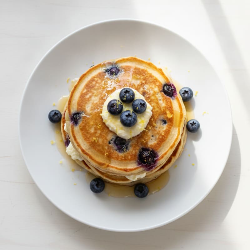 Blueberry Ricotta Pancakes with Lemon Zest
