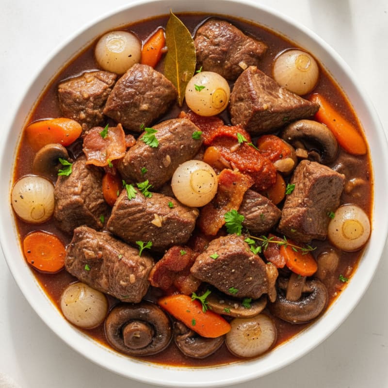 Classic Beef Bourguignon with Pearl Onions