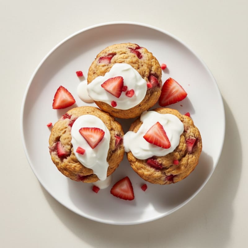 Strawberry Protein Muffins with Greek Yogurt