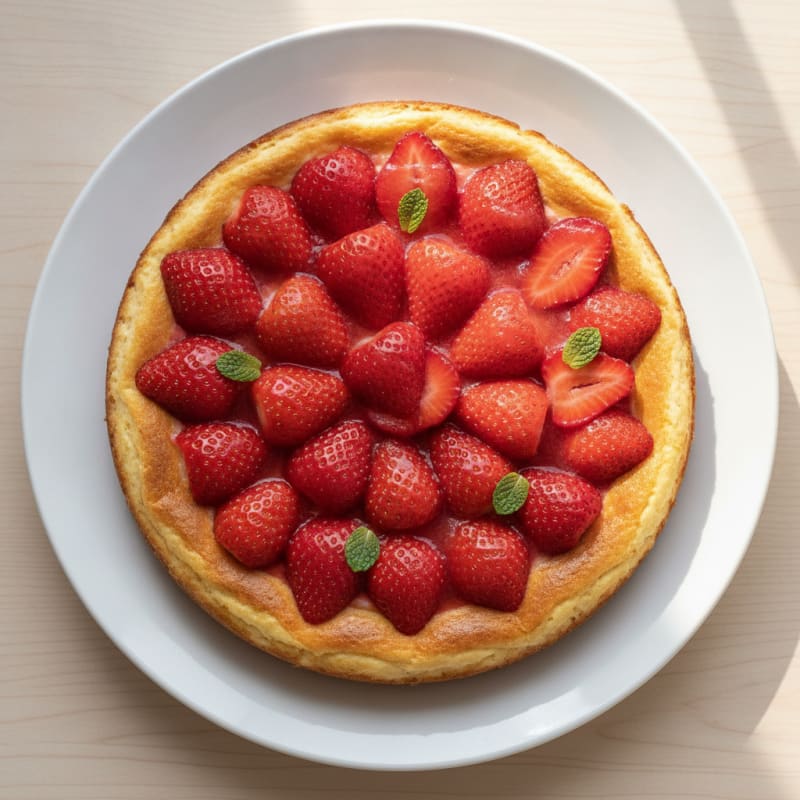 Cottage Cheese Protein Cheesecake with Fresh Strawberries