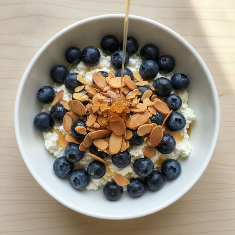 Cottage Cheese Berry Parfait with Almonds