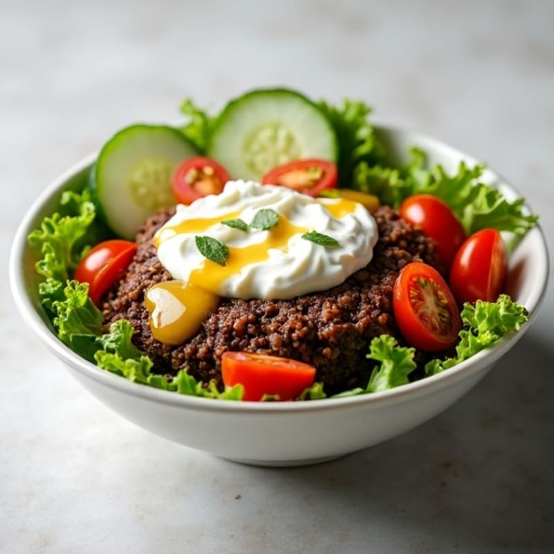 Lean Ground Beef Burger Bowl with Creamy Special Sauce