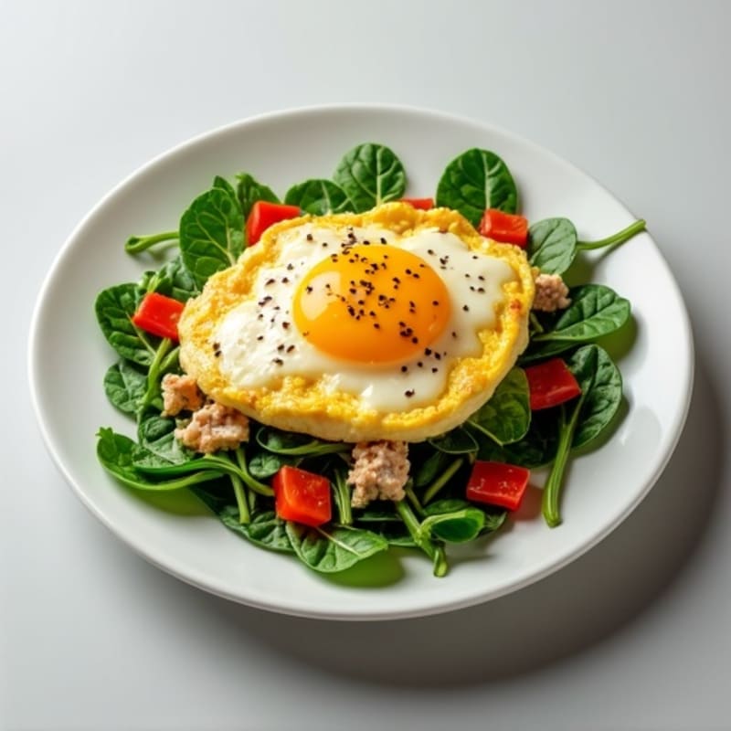 Egg White Scramble with Spinach and Diced Turkey Breast