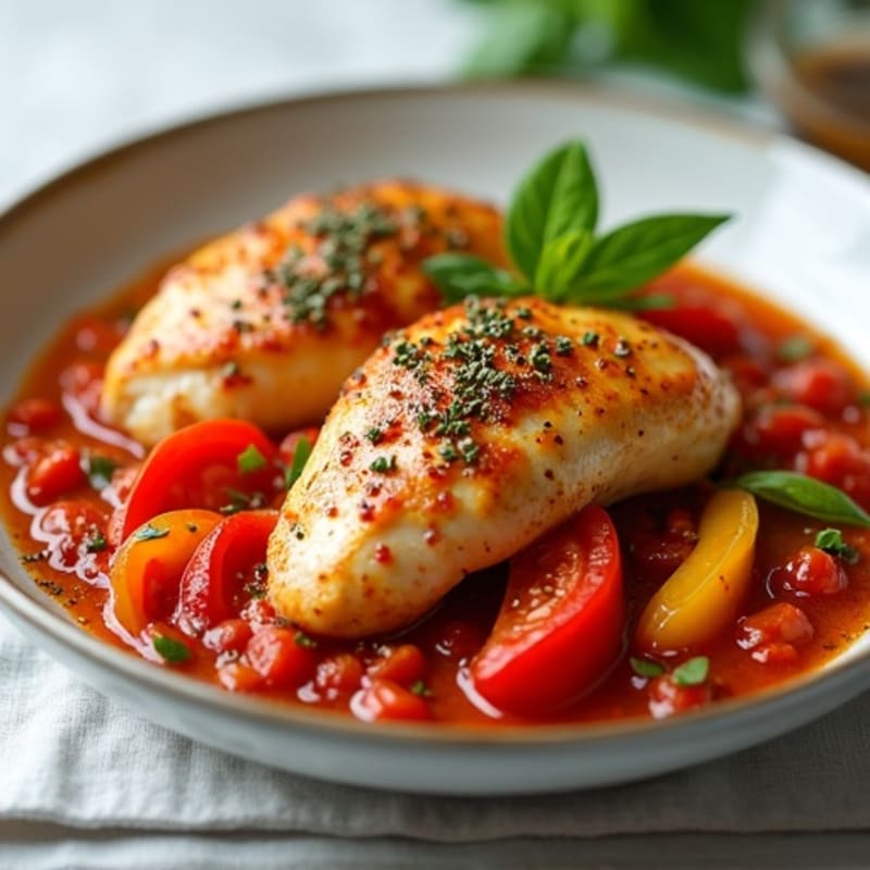 Chicken with Hearty Tomato and Bell Pepper Sauce