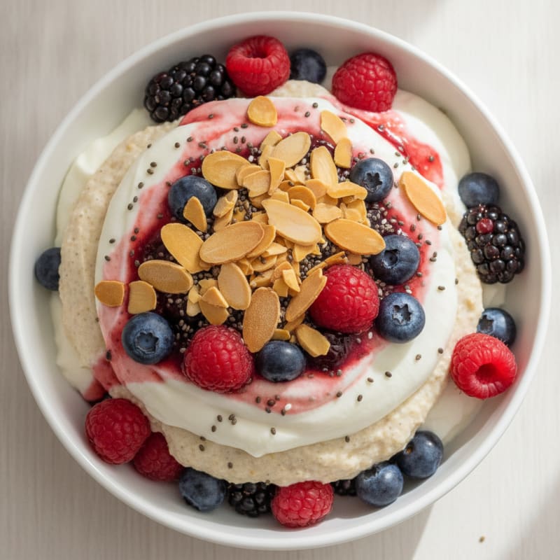 Greek Yogurt Protein Parfait with Mixed Berries