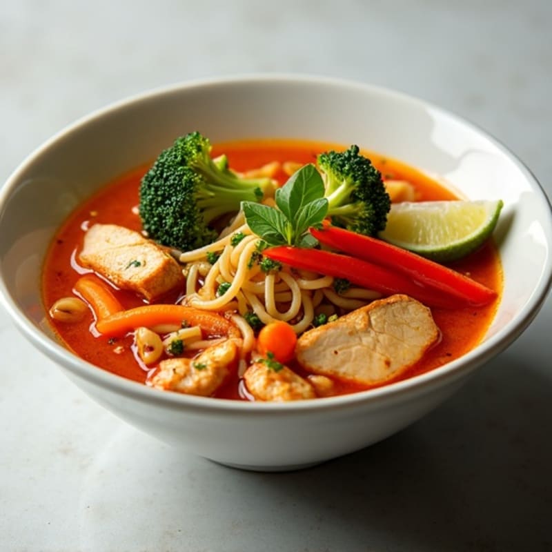 Spicy Sriracha Chicken and Vegetable Noodle Soup
