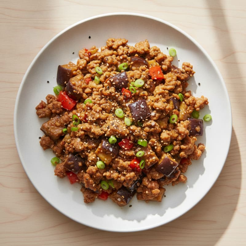 Ground Beef and Eggplant Stir-Fry