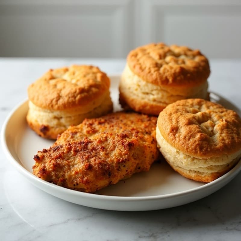 Crispy Baked Chicken with Fluffy Whole Wheat Biscuits