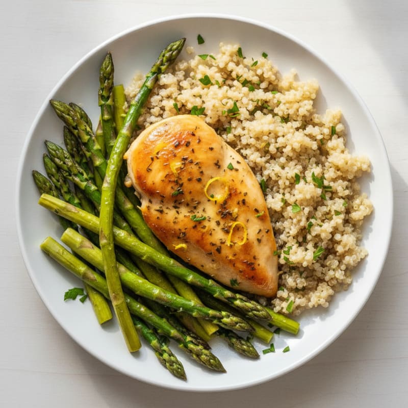 Baked Lemon Herb Chicken with Roasted Asparagus