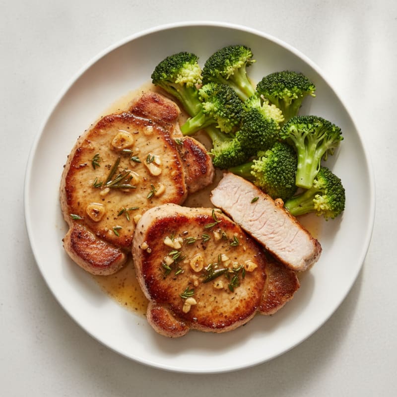 Garlic-Herb Pan-Seared Pork Steaks