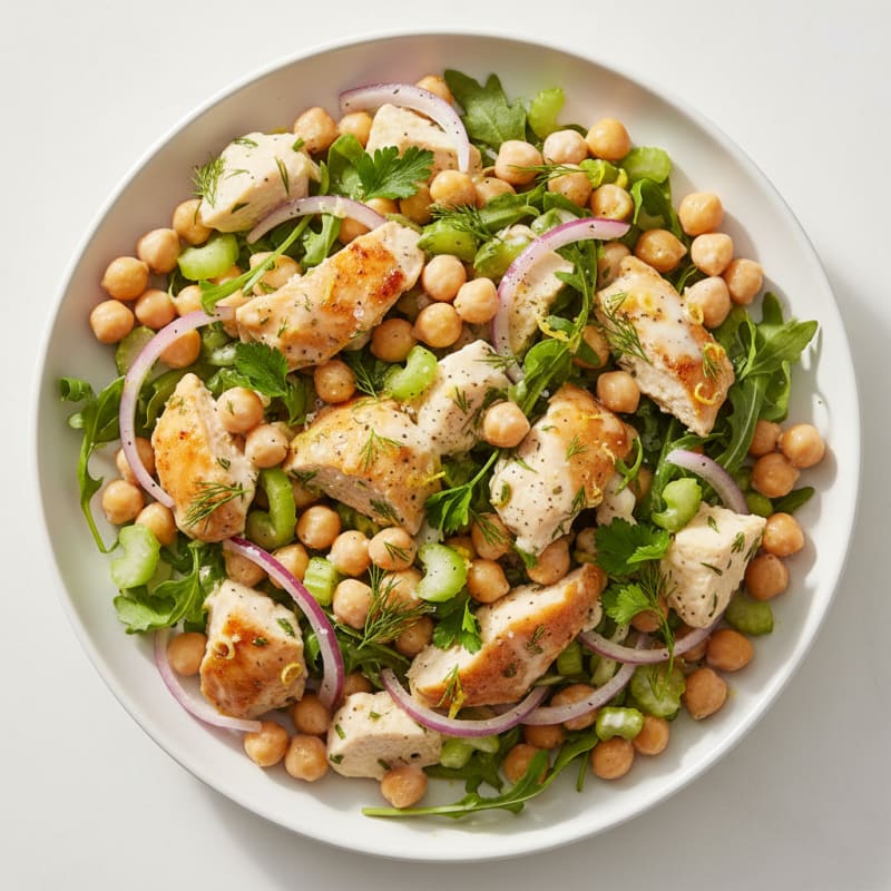 Creamy Lemon-Herb Chicken Chickpea Salad