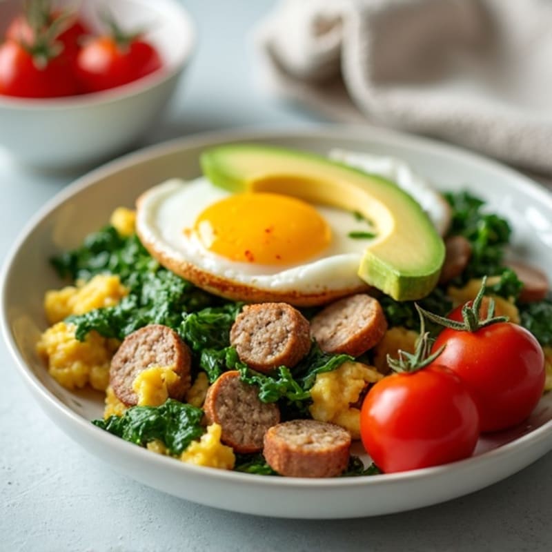 Egg White and Turkey Sausage Scramble with Spinach