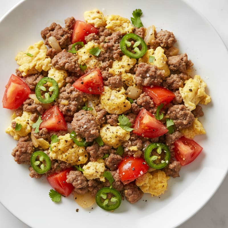 Serrano Beef and Egg Scramble