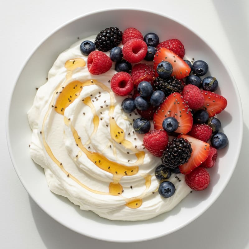 Silky Greek Yogurt Protein Pudding with Mixed Berries