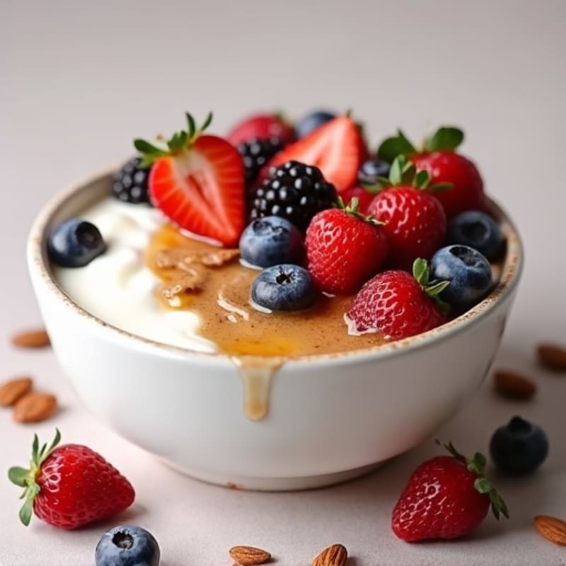 Creamy Greek Yogurt Bowl with Mixed Berries and Almond Butter