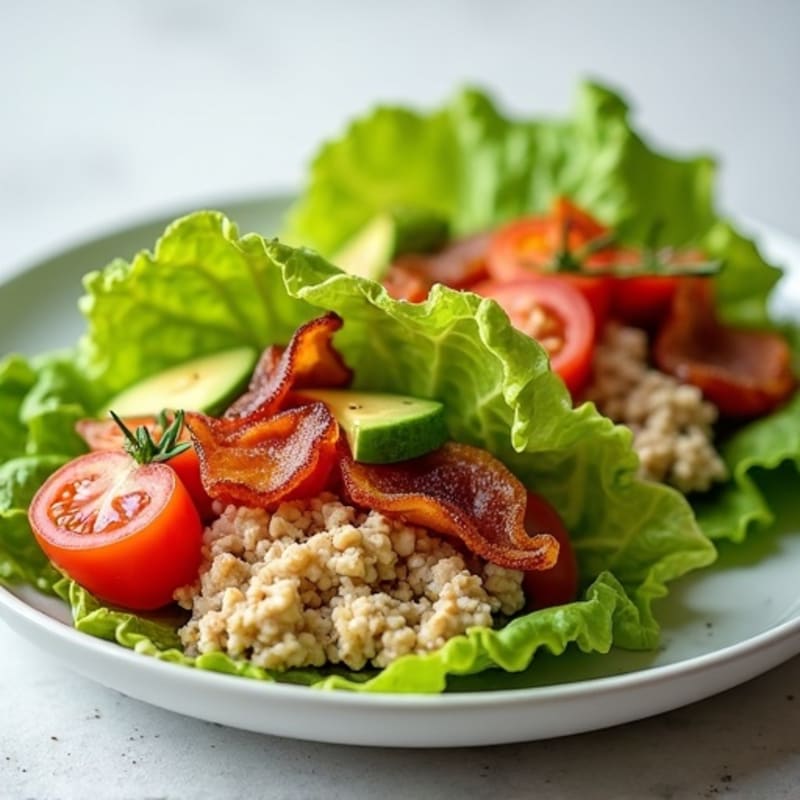 Turkey and Crispy Turkey Bacon Lettuce Wraps with Fresh Tomato